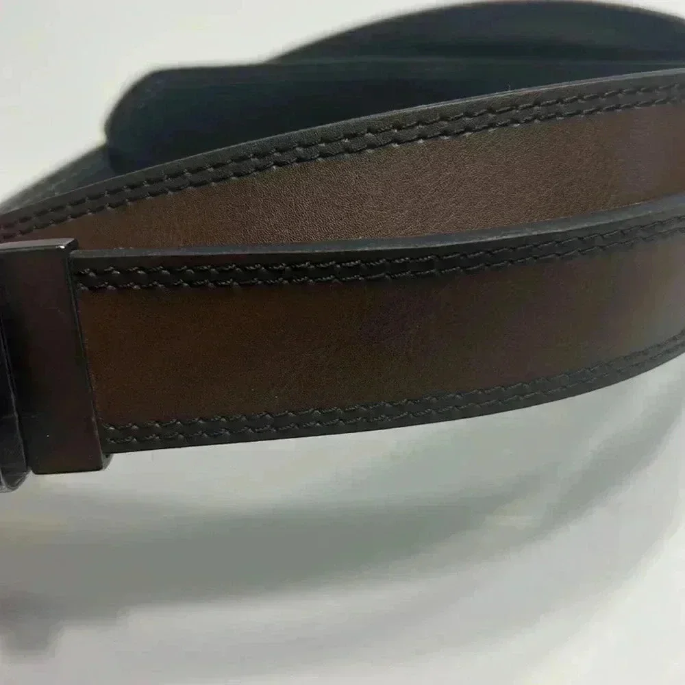 Men’s genuine leather reversible belt black and brown waist size 38
